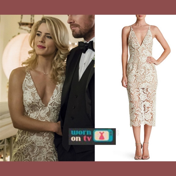 NEW Dress the Population‎ 'Marie' Lace Midi Dress in Ivory/Nude [SZ Small ] - Picture 2 of 8